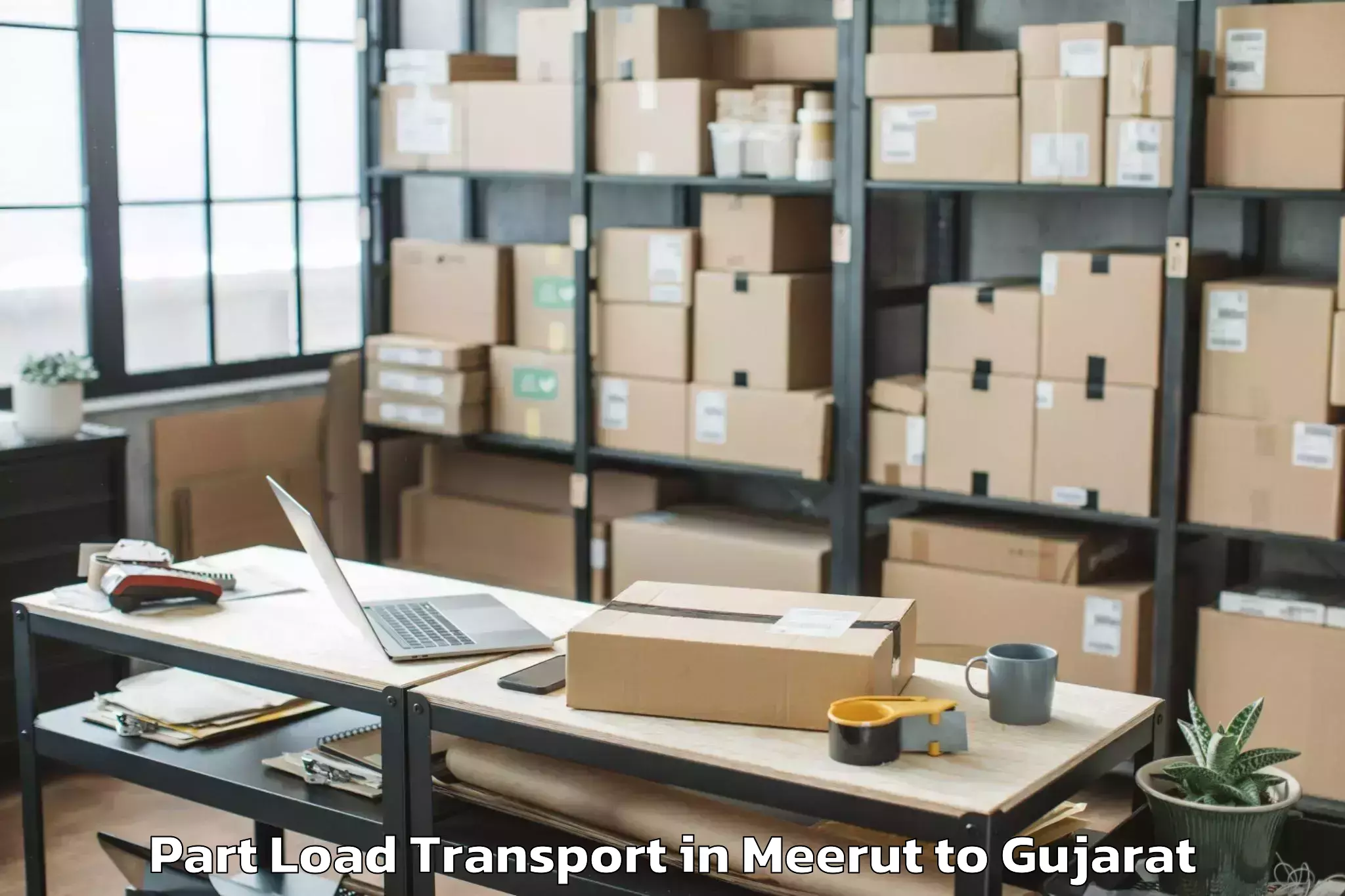 Book Meerut to Santrampur Part Load Transport Online